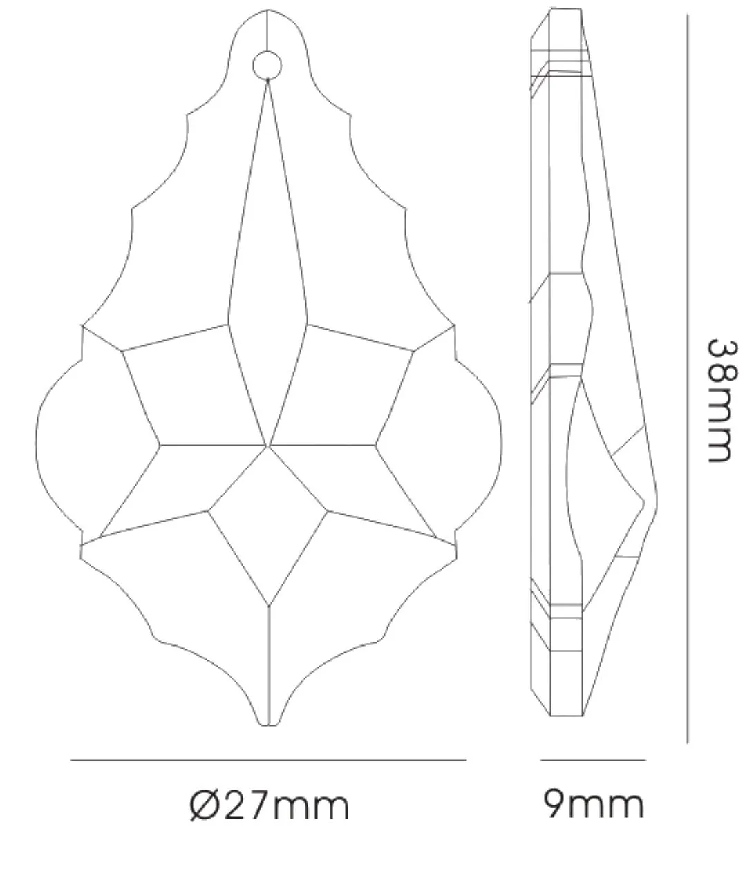 Crystal Maple Without Ring 38mm C30041  Diyas Crystal Droplet
